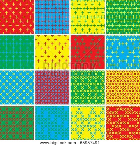 Basic Doodle Seamless Pattern Set No.5 In Colors