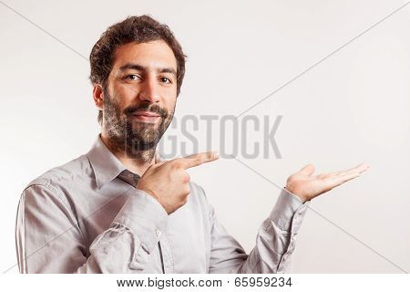 Young man give the thumbs up and make gesture with hand