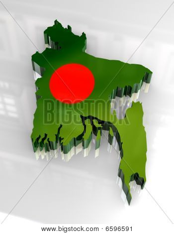 3D carte dorée du bangladesh