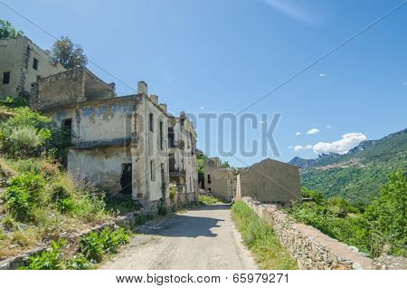 Ghost town Gairo Vecchio (Sardinia, Italy)