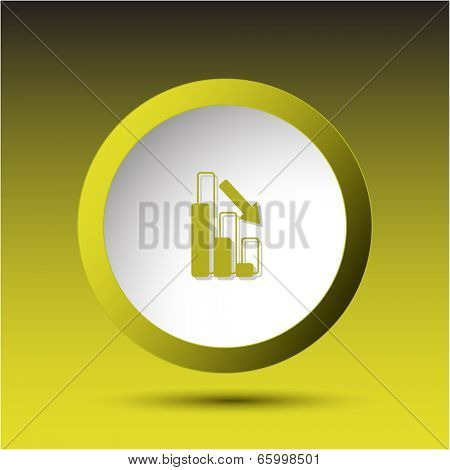 Graph degress. Plastic button. Vector illustration.