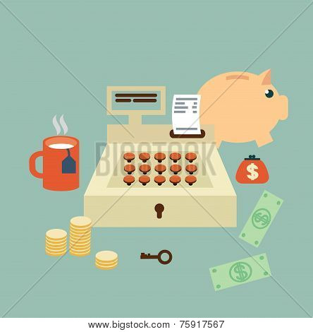 cash register seller  illustration