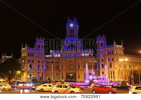 Cybele Palace of Madrid by night