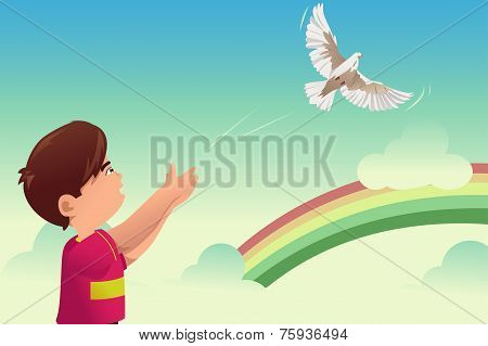 Kid Release A Bird