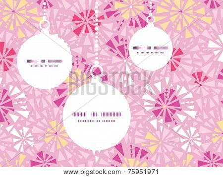 Vector pink abstract triangles Christmas ornaments silhouettes pattern frame card template