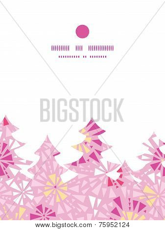 Vector pink abstract triangles Christmas tree silhouette pattern frame card template