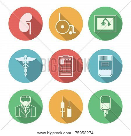 Colored vector icons for nephrology