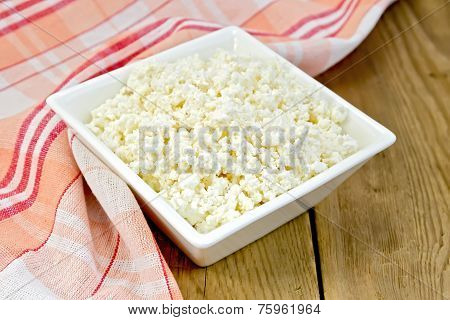 Curd with red napkin on board