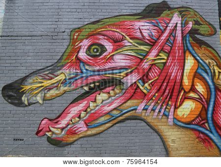 Mural art by PRVRT at East Williamsburg in Brooklyn