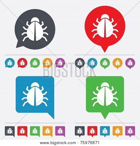Bug sign icon. Virus symbol. Software bug error