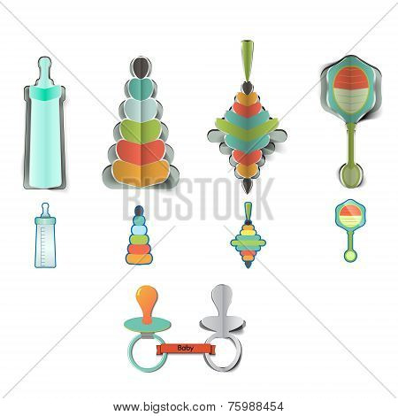 Baby girl shower design icons