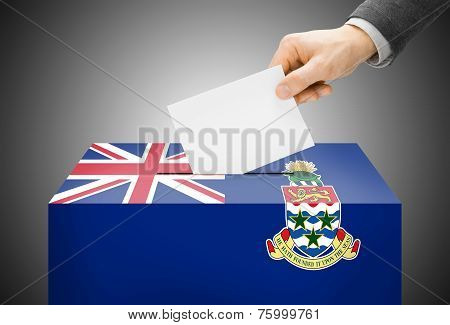 Voting Concept - Ballot Box Painted Into National Flag Colors - Cayman Islands