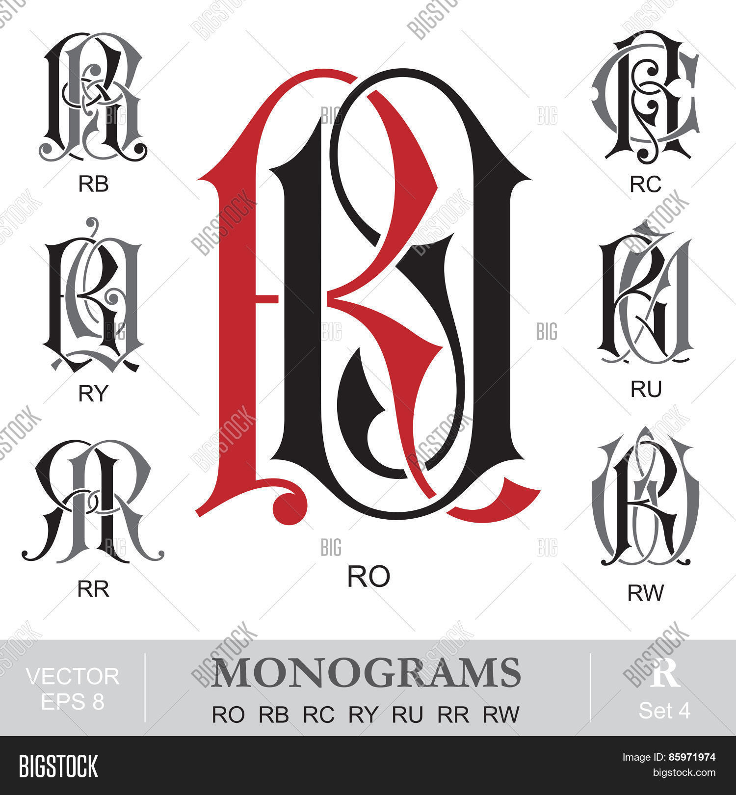 Vintage Monograms RO Vector & Photo (Free Trial) | Bigstock