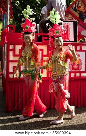 Chinese procession at the Carnaval International de Victoria in Seychelles