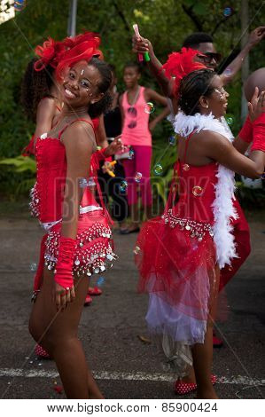 Coca-Cola dancers at the Carnaval International de Victoria in Seychelles