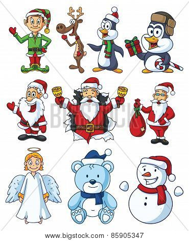 Christmas Cartoon Characters Set