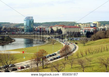 Vilnius City Panorama With Barclays Bank And Educology University