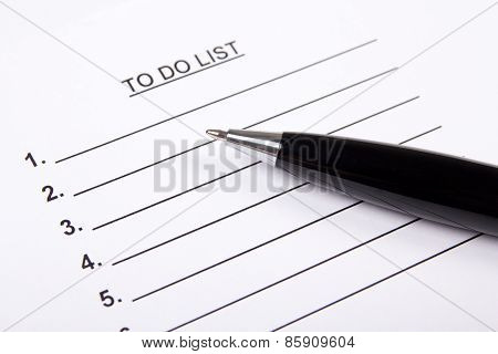 Blank To Do List And Pen