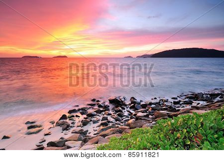 Sunset At The Beach In Sabah Borneo