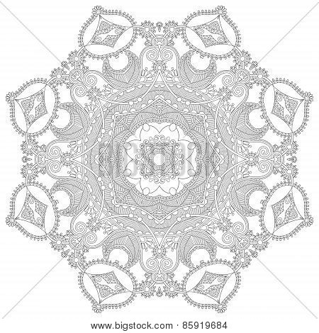coloring book square page for adults - ethnic floral carpet