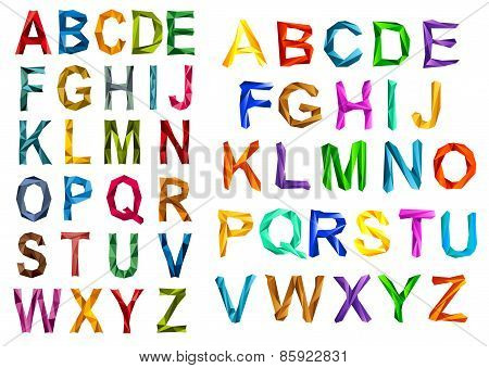 Colorful origami alphabet letters sets
