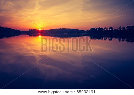 Vintage Photo Of Lake Sunset
