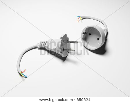 콘센트와 흰색 바탕에 커넥터