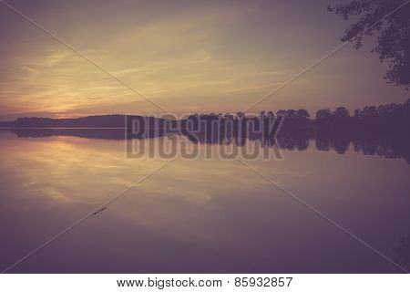 Vintage Photo Of Lake Sunset