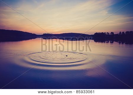Vintage Photo Of Lake Sunset