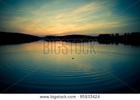 Vintage Photo Of Lake Sunset