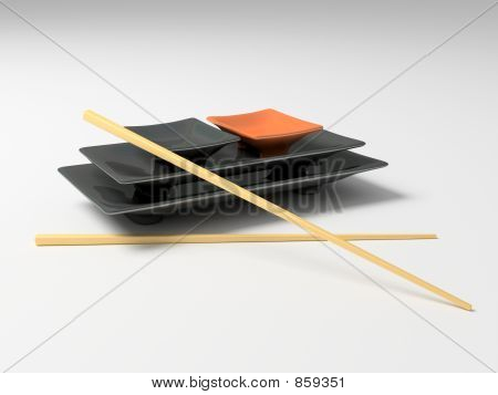 막대기와 chiha의 전통적인 일본 세트