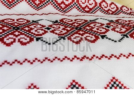 Ukrainian Towel Embroidered With A Cross, From Natural Fabrics And Embroidered  Handmade