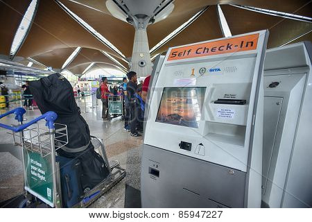 KUALA LUMPUR, MALAYSIA - MAY 12, 2014: KLIA Airport interior. Kuala Lumpur International Airport (KLIA) is Malaysia's main international airport and one of the major airports of South East Asia