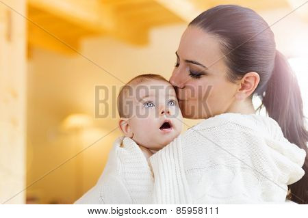 Little baby girl with her mother