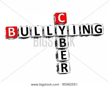 3D Crossword Cyber Bullying On White Background