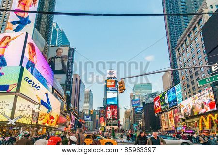 New York - DECEMBER 22, 2013: Times Square on December 22 in USA, New York. Times Square is the most popular tourist spot in New York