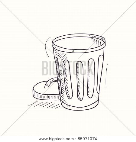 Sketched Empty Trash Bin Desktop Icon