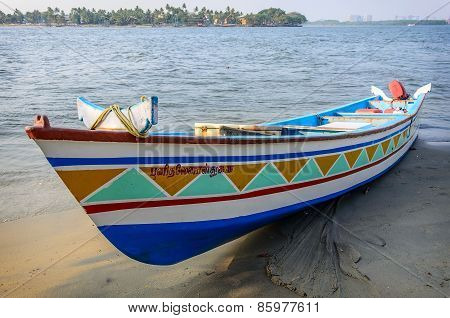 Landscape with traditional Indian boat