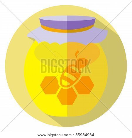 Flat design of honey gar icon. Vector illustration.
