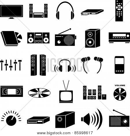 audio and video symbols set