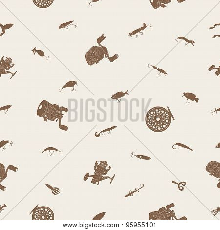 Fishing pattern baits reels brown