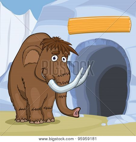 Mammoth near cave