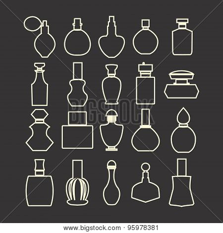 Vector Isolated Silhouette, Cosmetics  Perfume Bottles