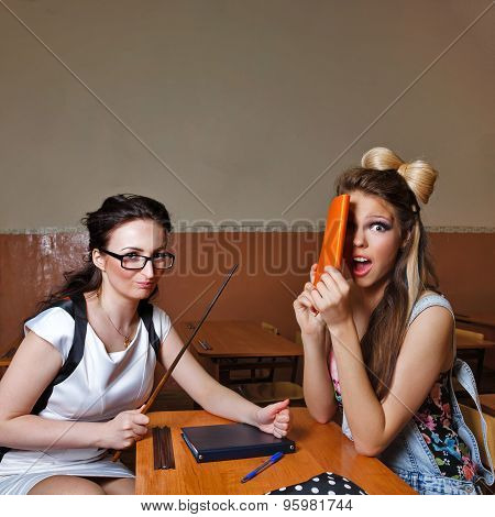 Teacher Scolds A Pupil For Failure Of Homework.