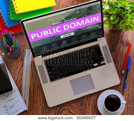 Public Domain Concept on Modern Laptop Screen.