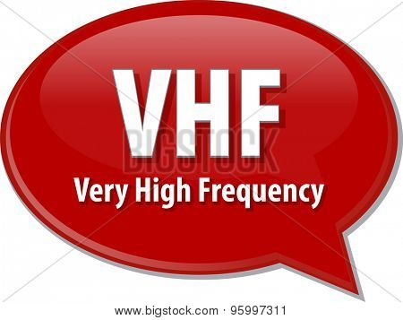 Speech bubble illustration of information technology acronym abbreviation term definition VHF Very High Frequency