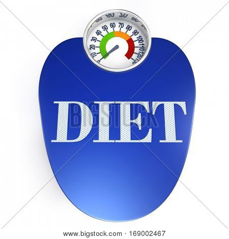 3D rendering Weight scale with the word diet written in non-skid tape