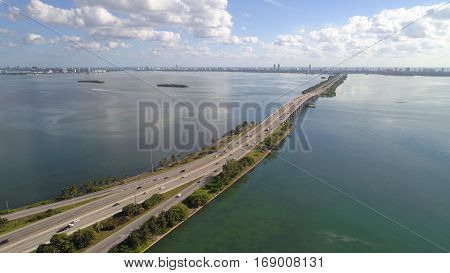 Aerial image Julia Tuttle Causeway Miami FL, USA
