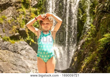 beautiful water fall in forest, new zealand, waipu, piroa falls