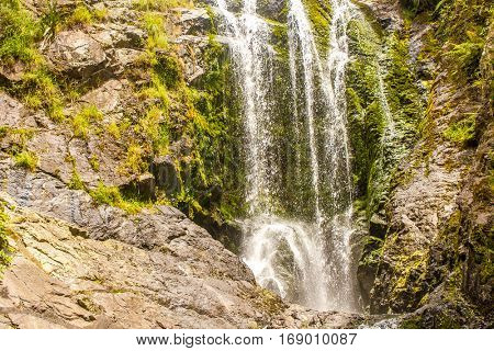 beautiful water fall in forest, new zealand, waipu, piroa falls